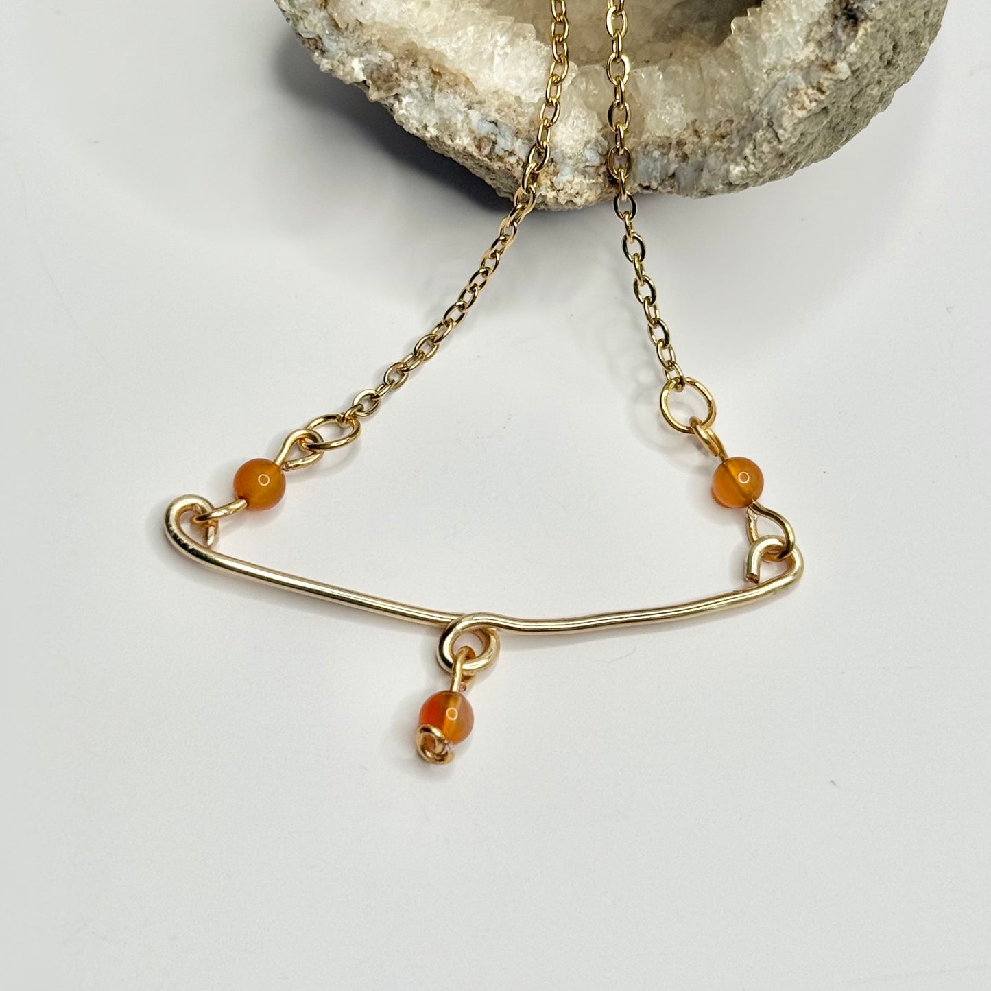 Gold Carnelian Bar Necklace