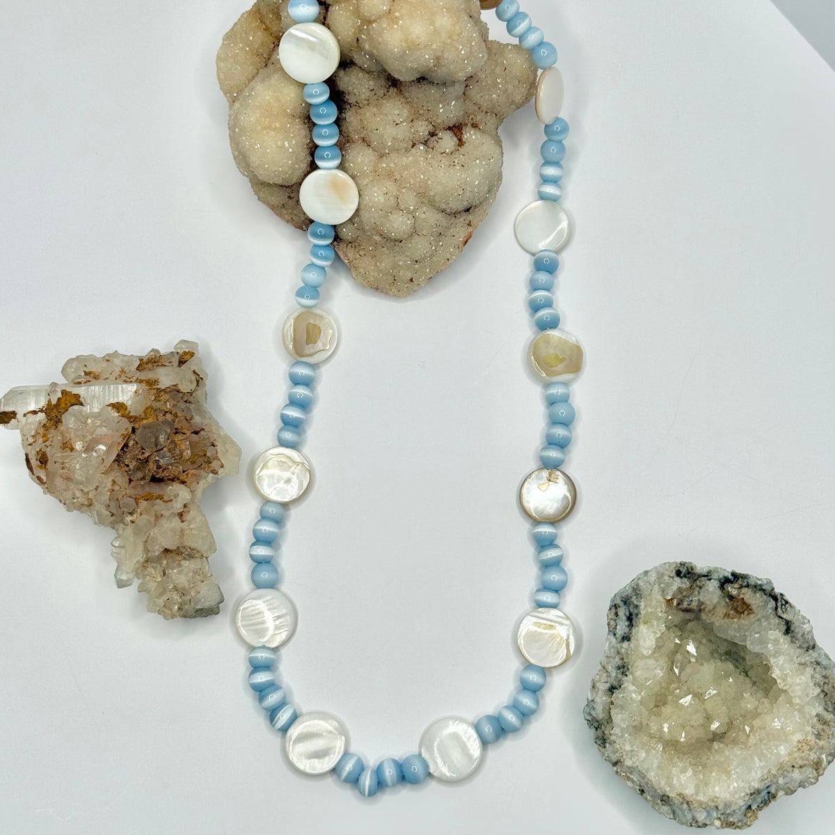 Shell and Cats Eye Beaded Necklace