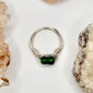 Silver Dark Green Glass Ring