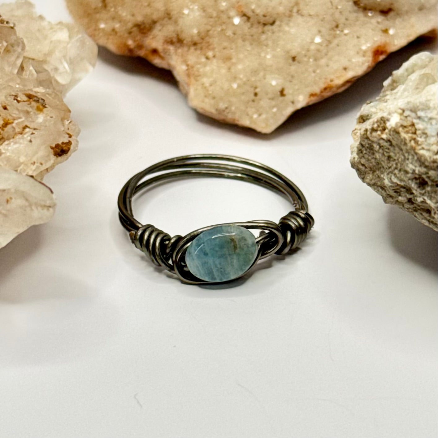 Charcoal Blue Beryl Ring