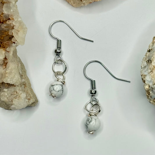 Silver Howlite Earrings