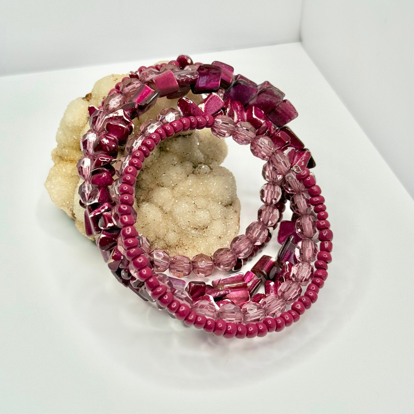 Magenta Beaded Wrap Bracelet
