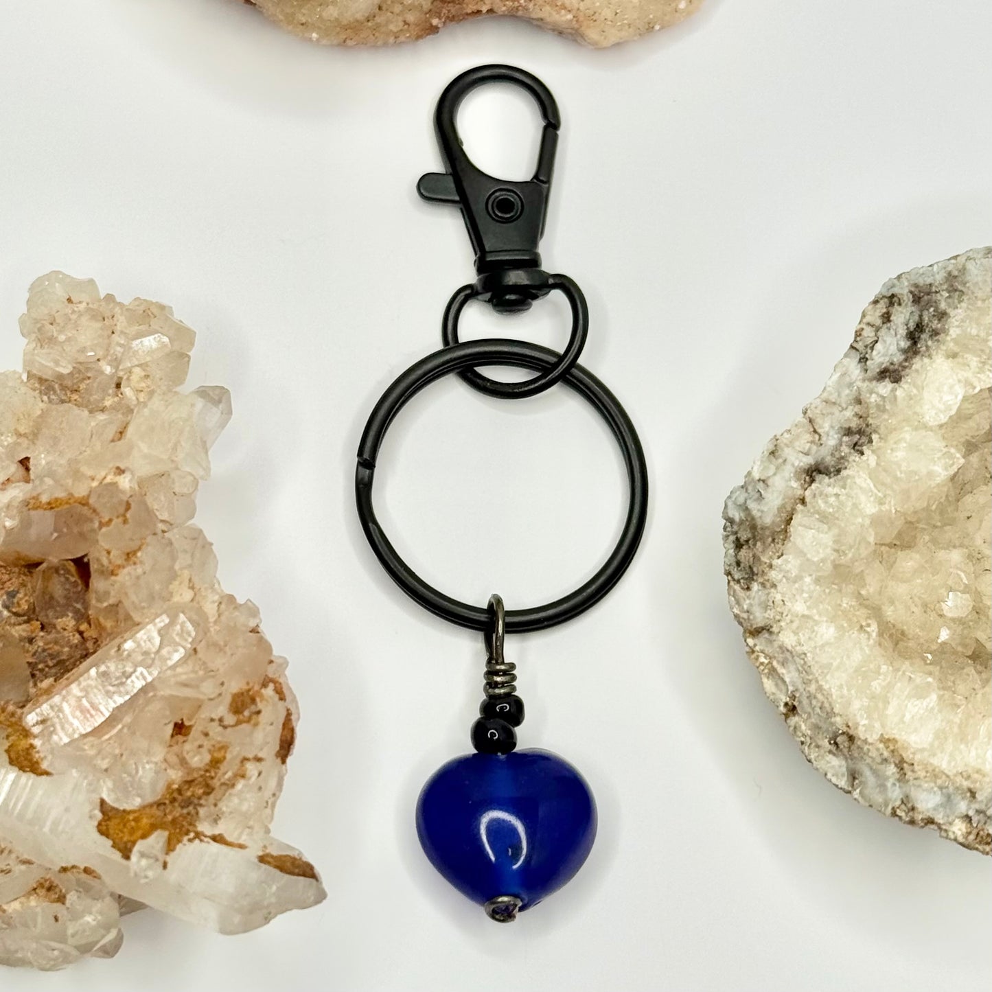 Charcoal Resin Heart Keychain