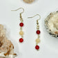 Gold Carnelian and Yellow Calcite Earrings