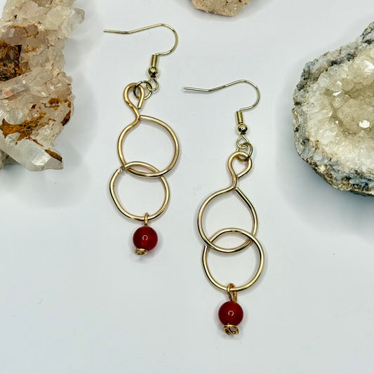 Gold Carnelian Dangle Earrings
