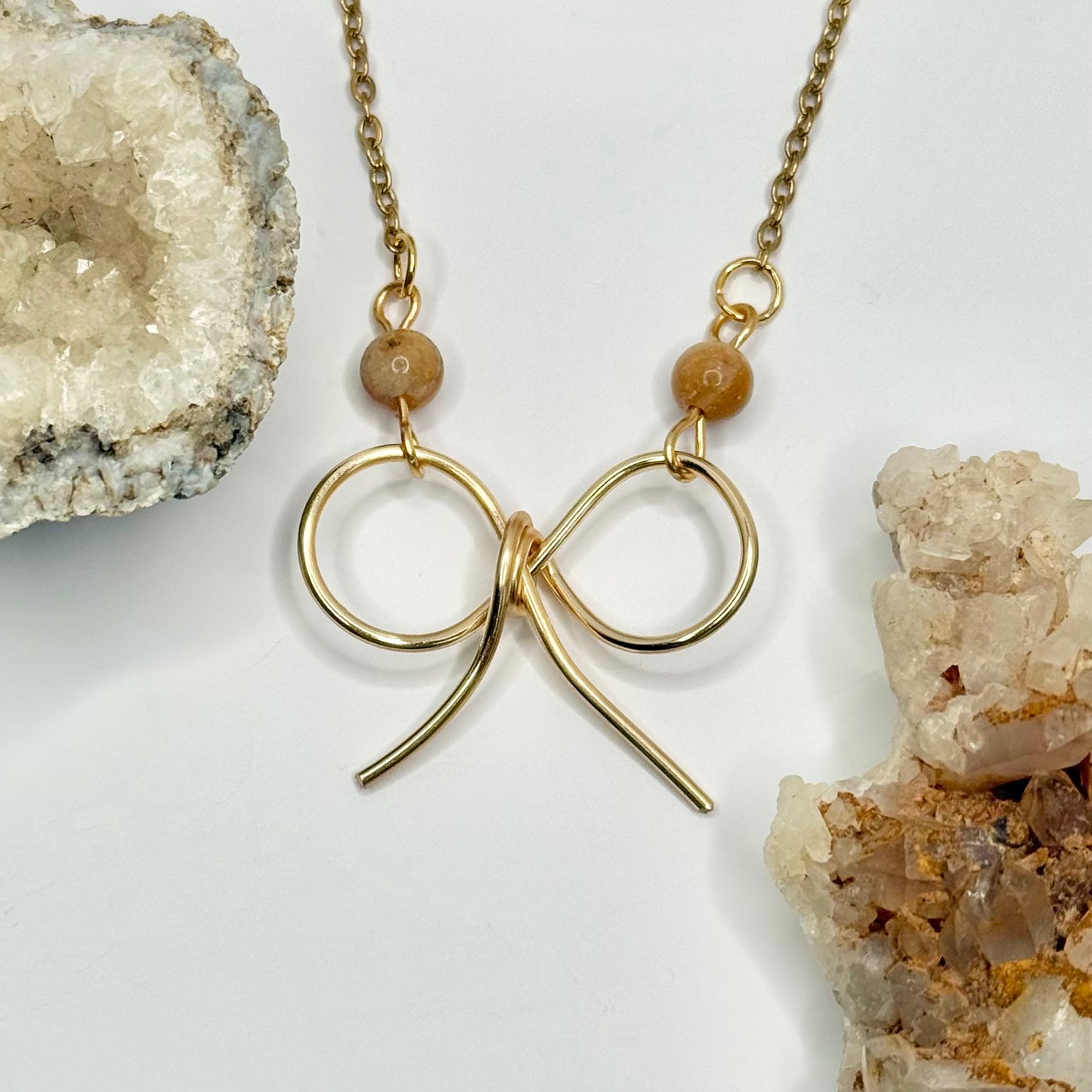 Gold Jasper Bow Necklace