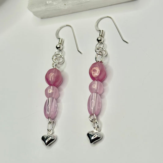 Sterling Silver Resin Heart Earrings