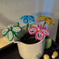 Green and Pink Beaded Flower Stake