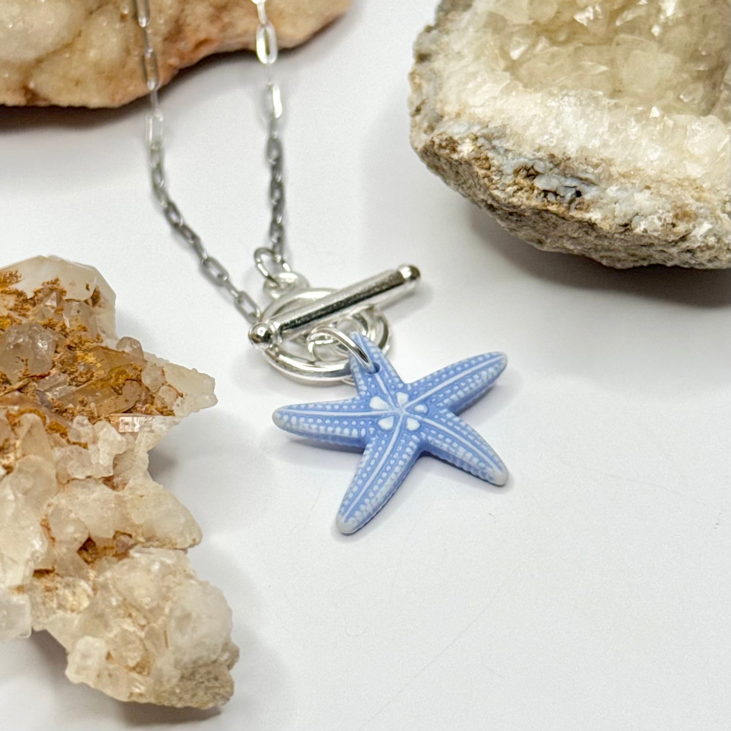 Silver Starfish Charm Toggle Necklace