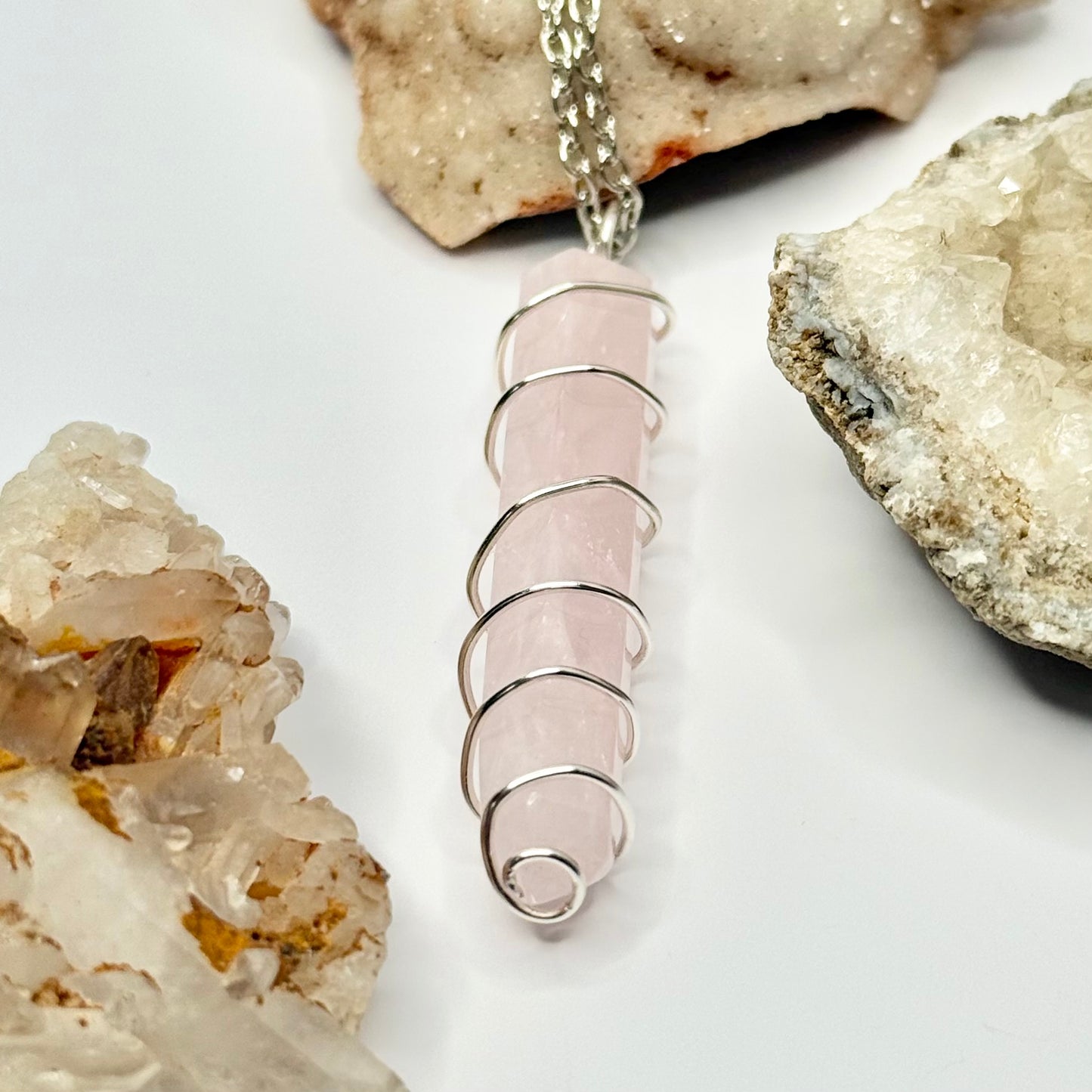 Silver Rose Quartz Necklace