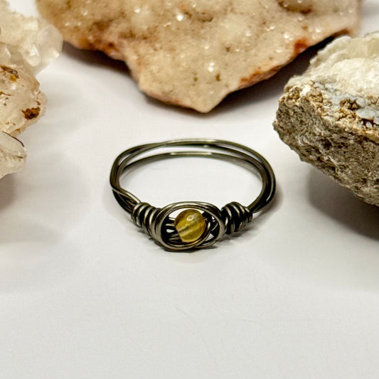 Charcoal Yellow Jade Ring