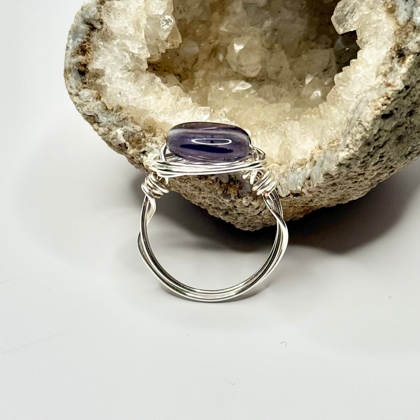 Silver Purple Glass Ring