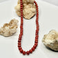Gold Red Sponge Coral Beaded Necklace