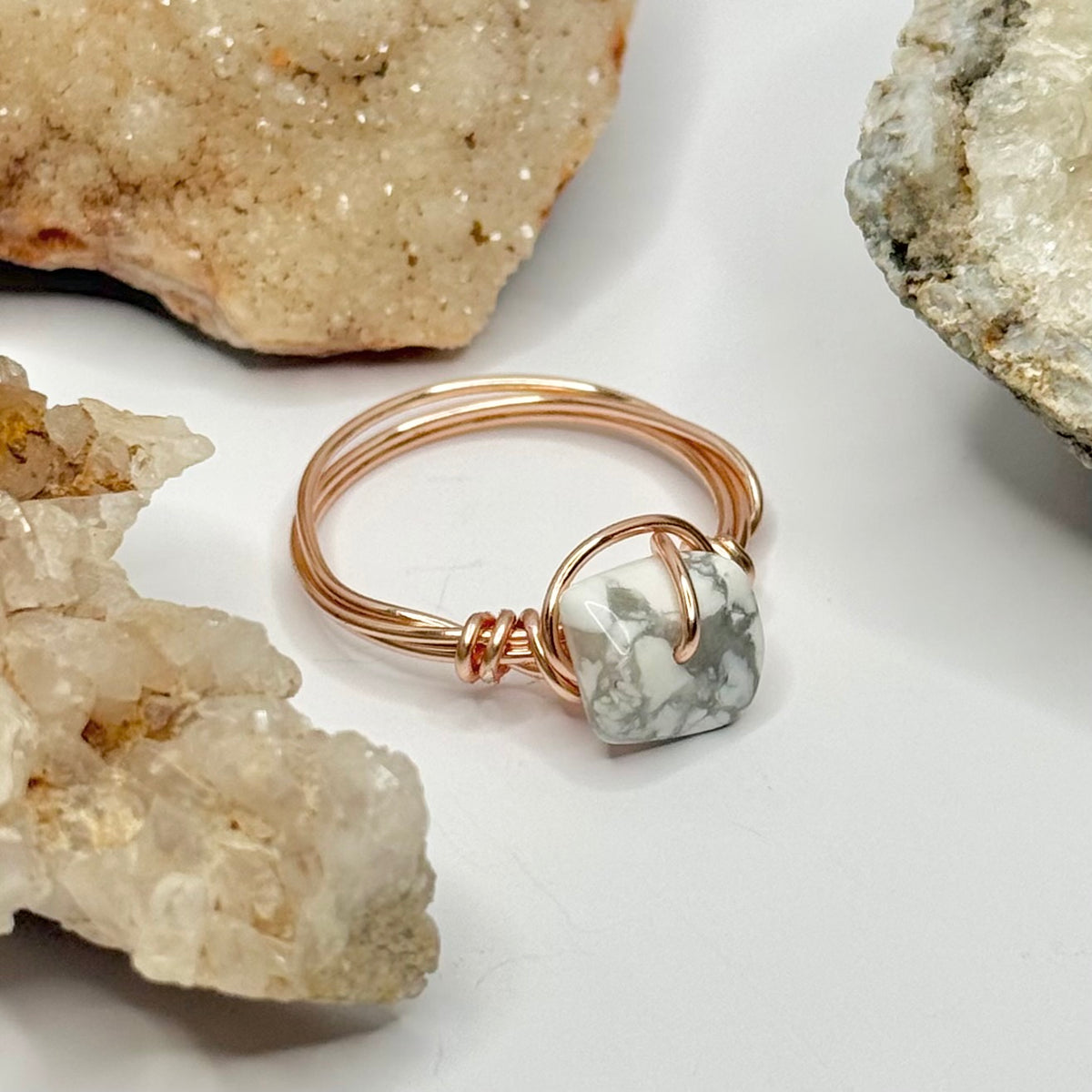 Rose Gold Howlite Ring