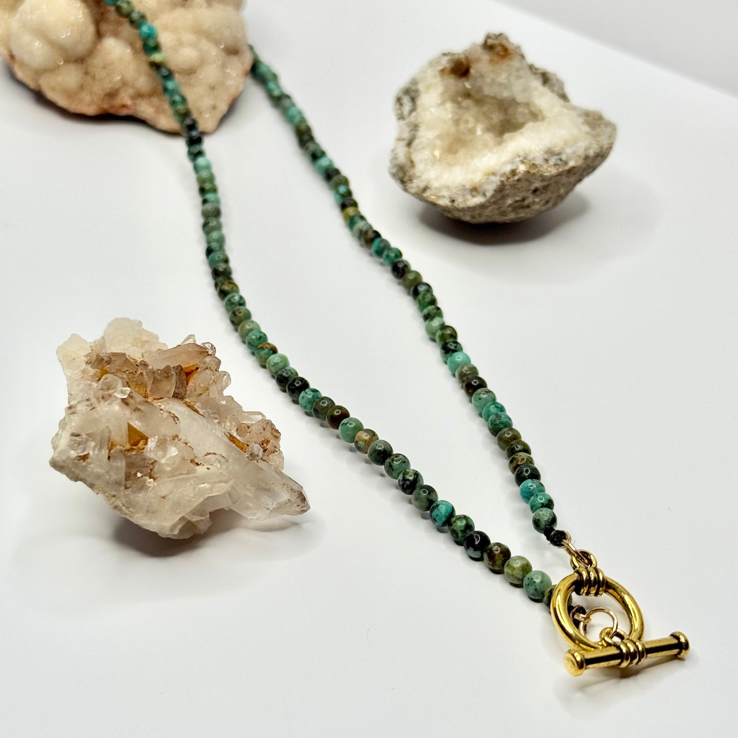 Gold Turquoise Beaded Necklace
