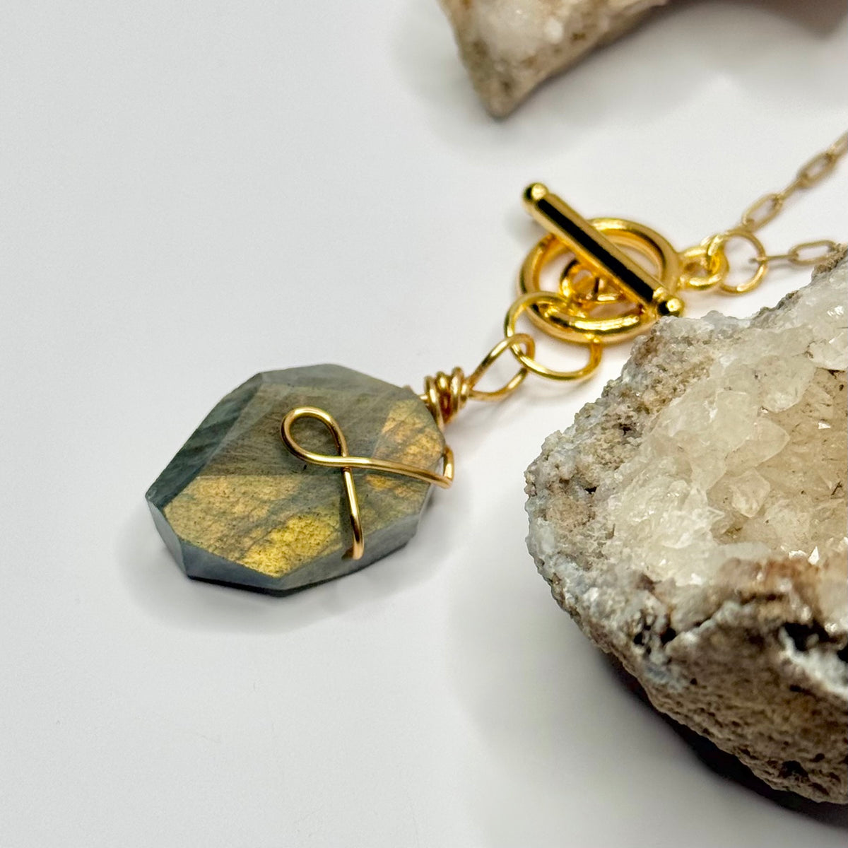 Gold Labradorite Toggle Necklace