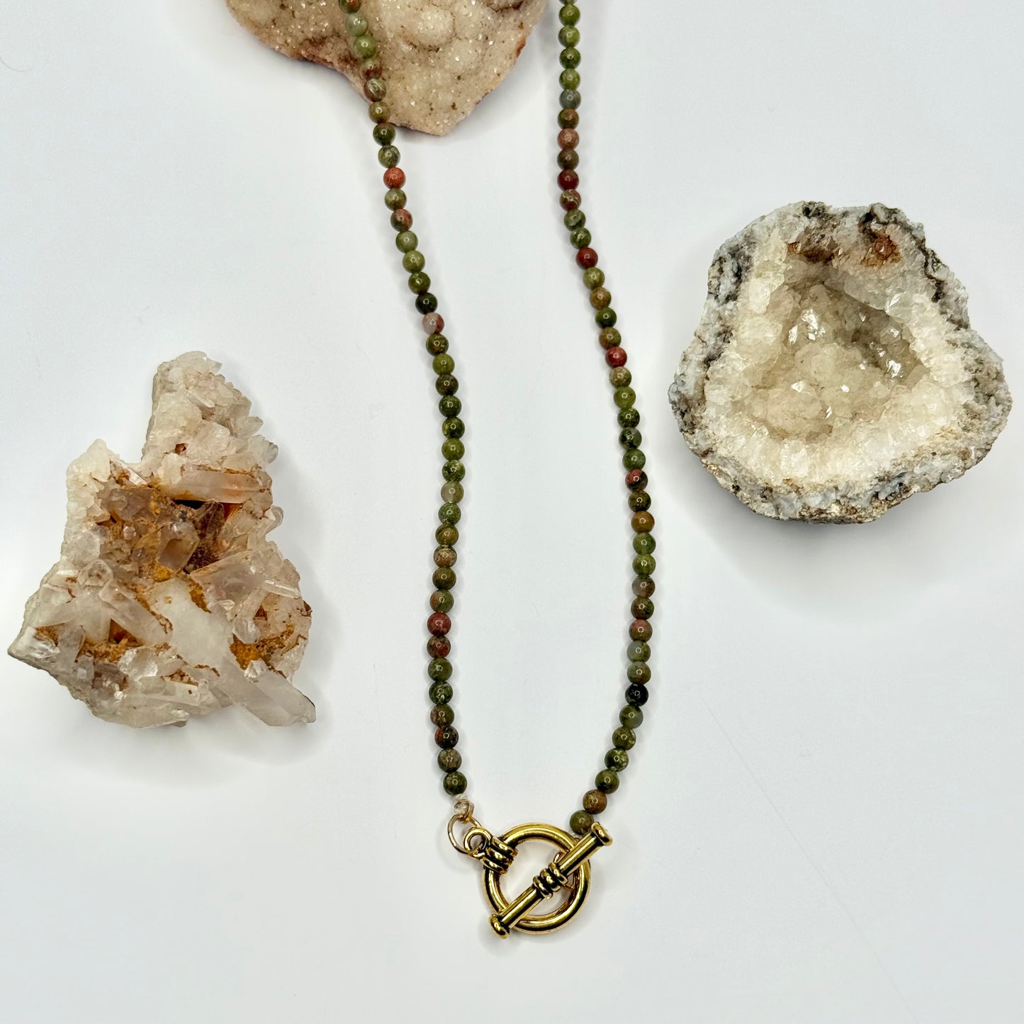 Gold Unakite Beaded Necklace