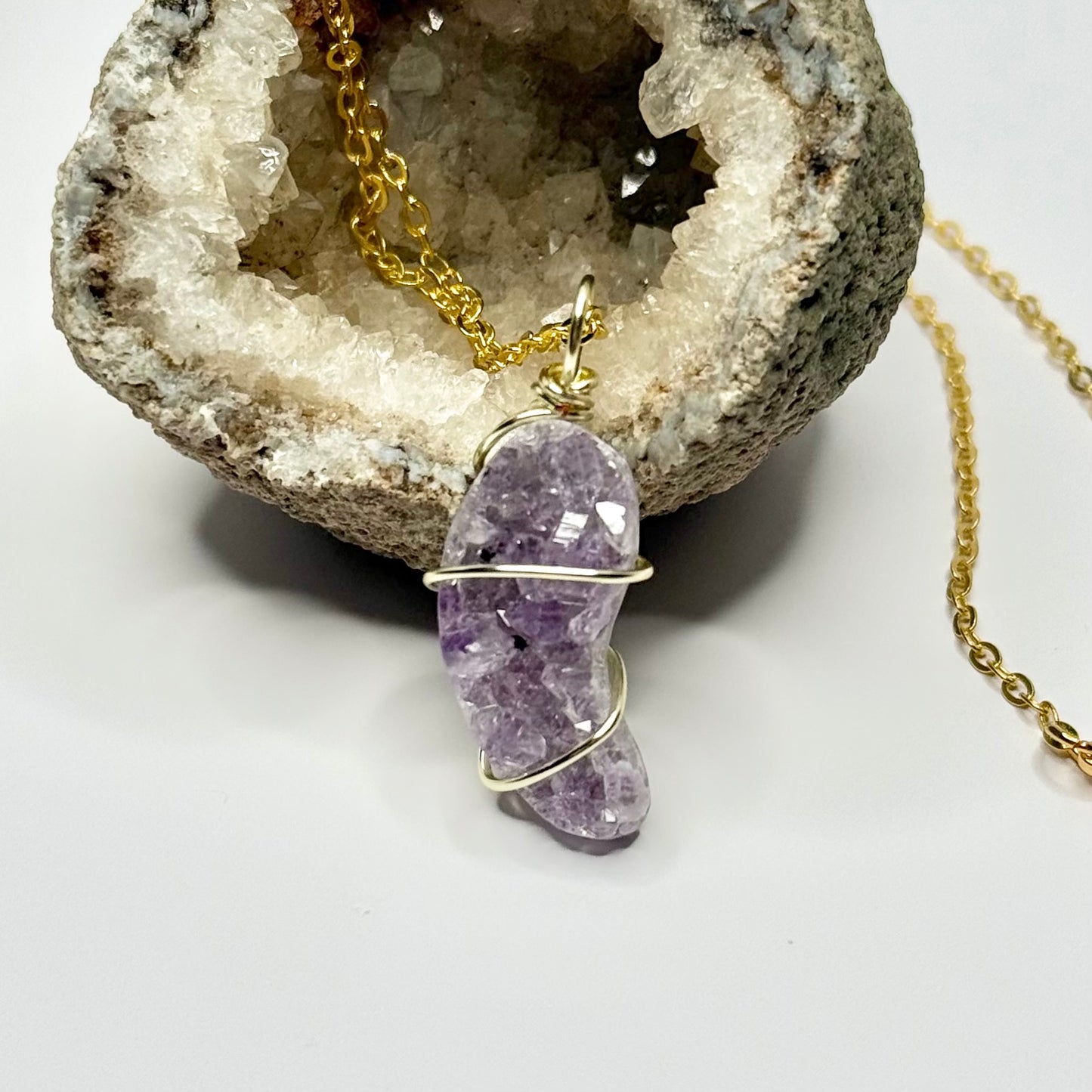 Gold Amethyst Cluster Necklace