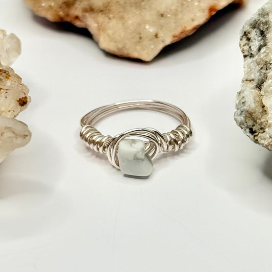 Silver Howlite Ring