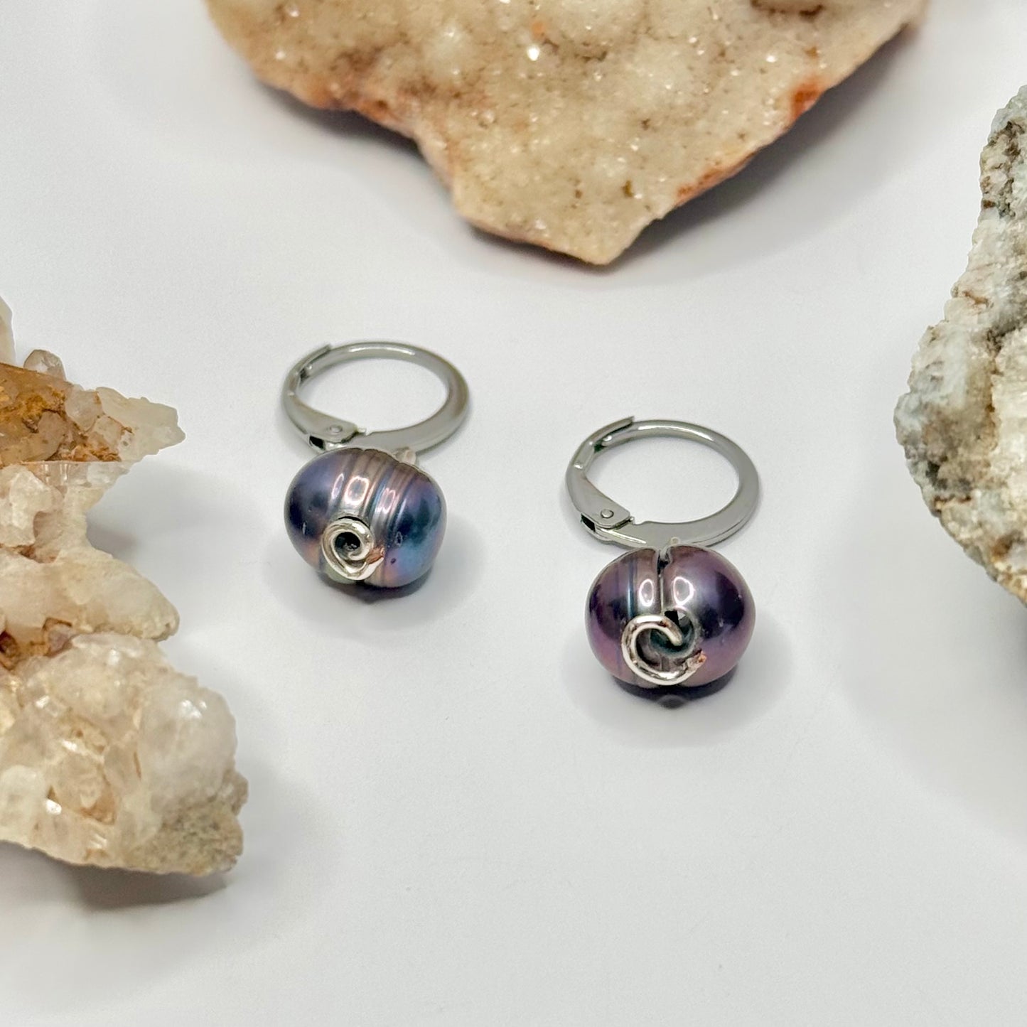 Silver Abalone Pearl Earrings