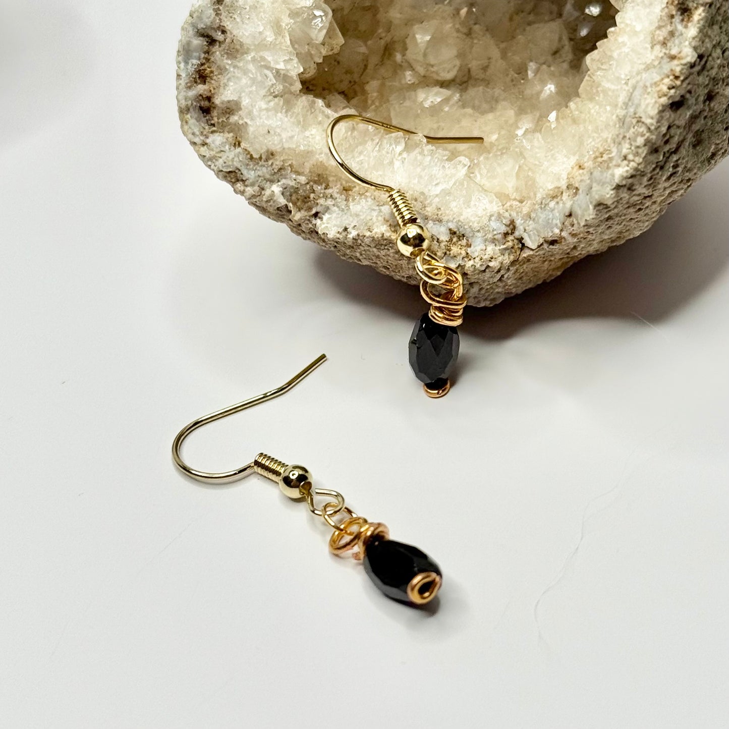 Gold Plated Onyx Earrings