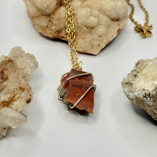 Gold Petrified Wood Necklace