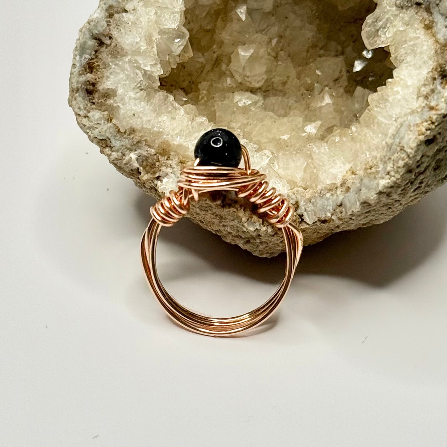 Rose Gold Blue Goldstone Ring