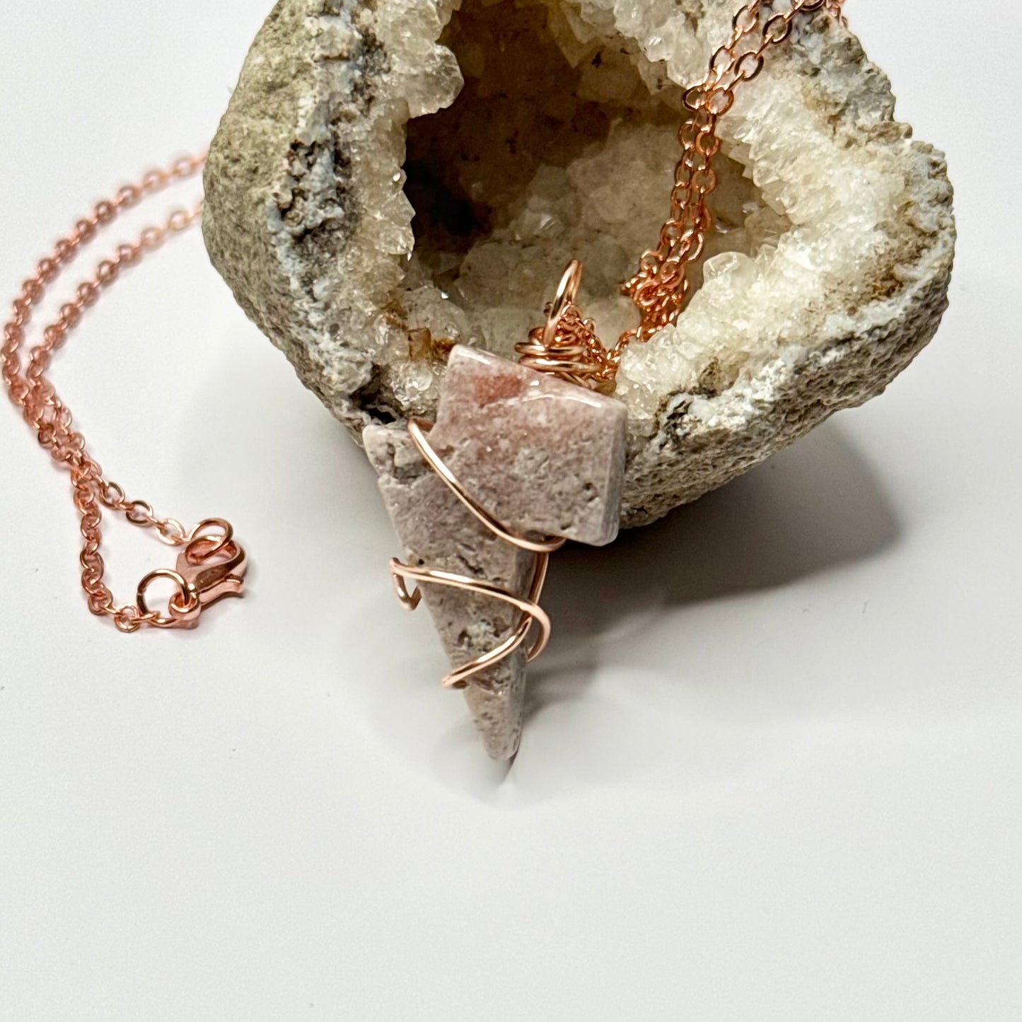Rose Gold Rhodonite Lightning Necklace