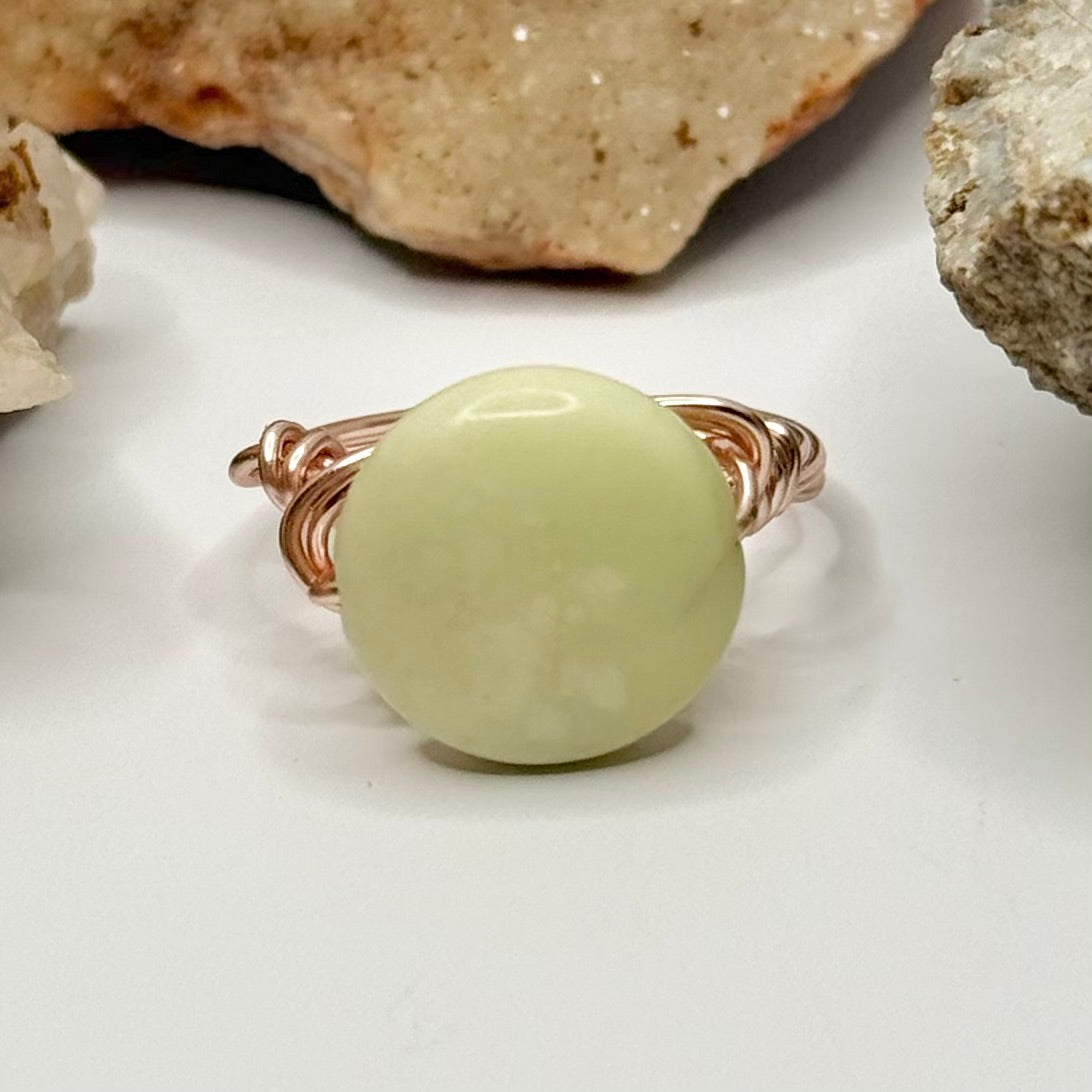 Rose Gold Lemon Chrysoprase Ring