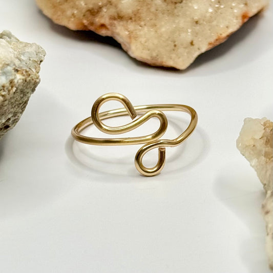 Gold Curled Bypass Ring
