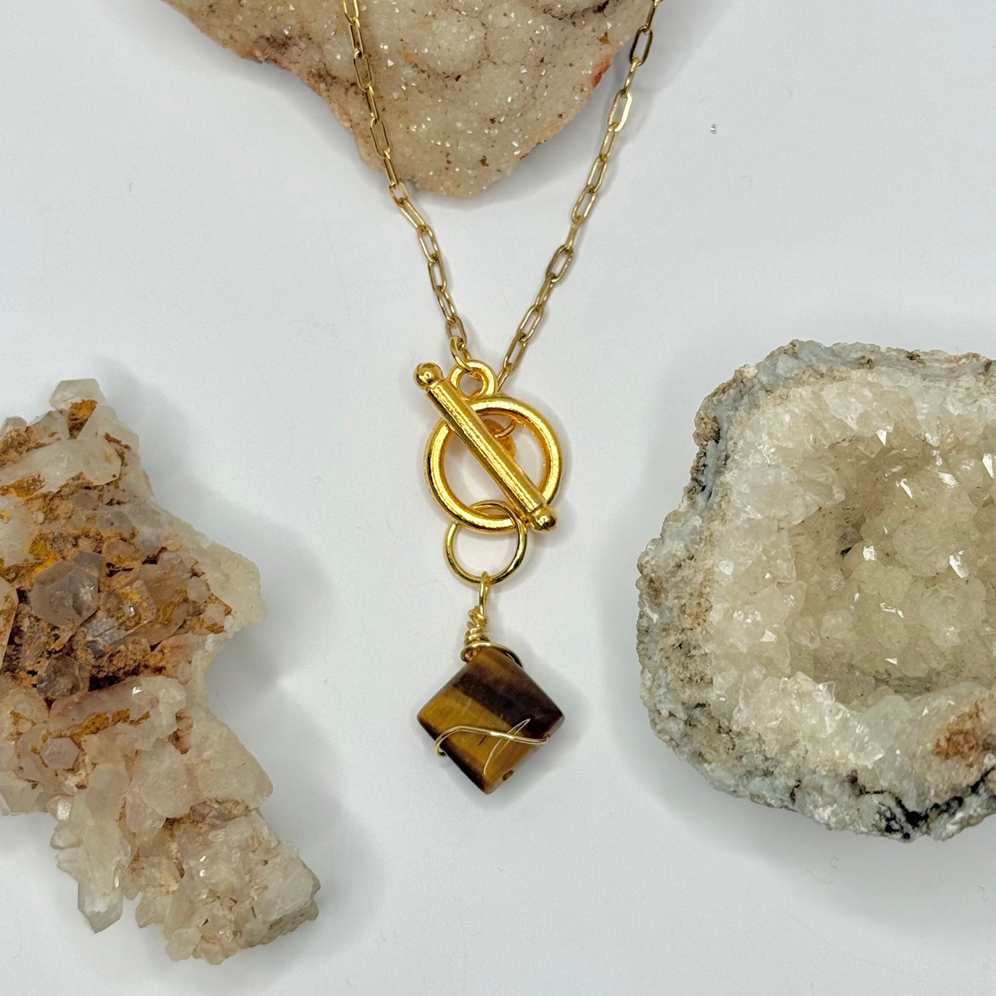 Gold Tigers Eye Toggle Necklace