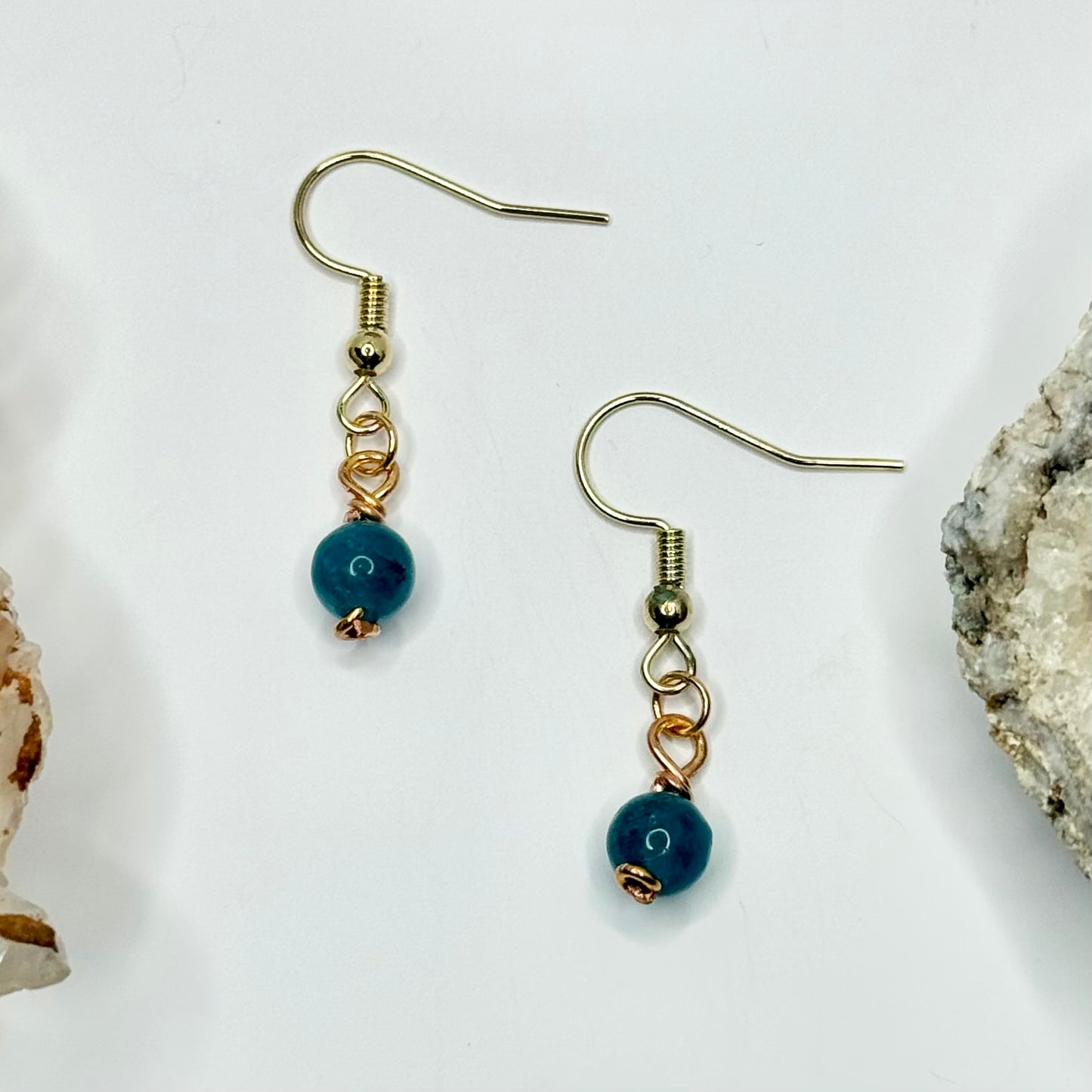 Gold Plated Blue Apatite Earrings