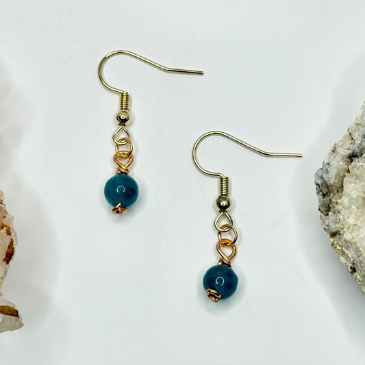 Gold Plated Blue Apatite Earrings