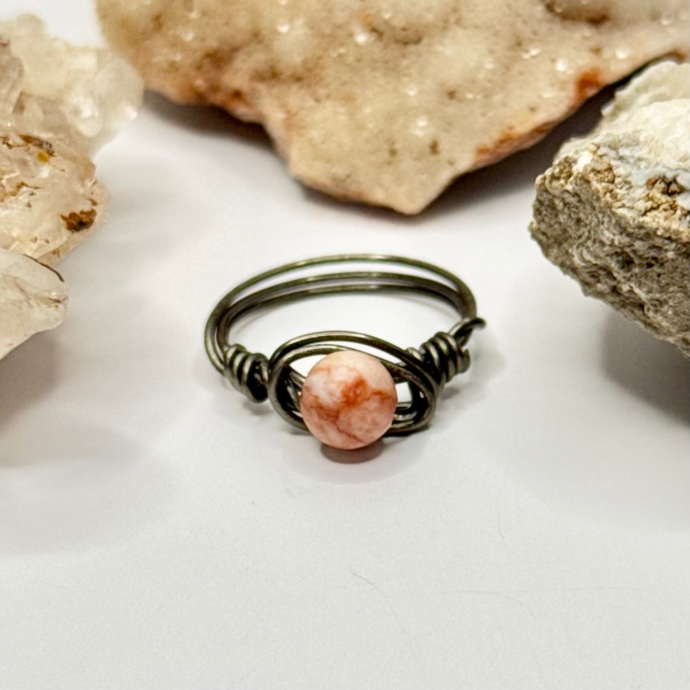 Charcoal Red Vein Jasper Ring