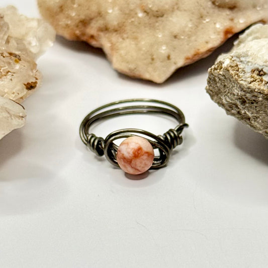 Charcoal Red Vein Jasper Ring