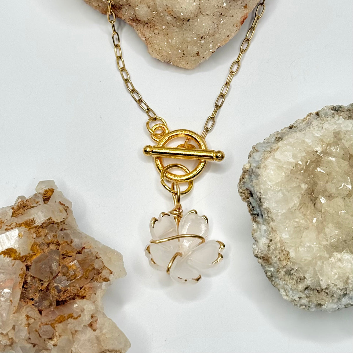 Gold Flower Toggle Necklace