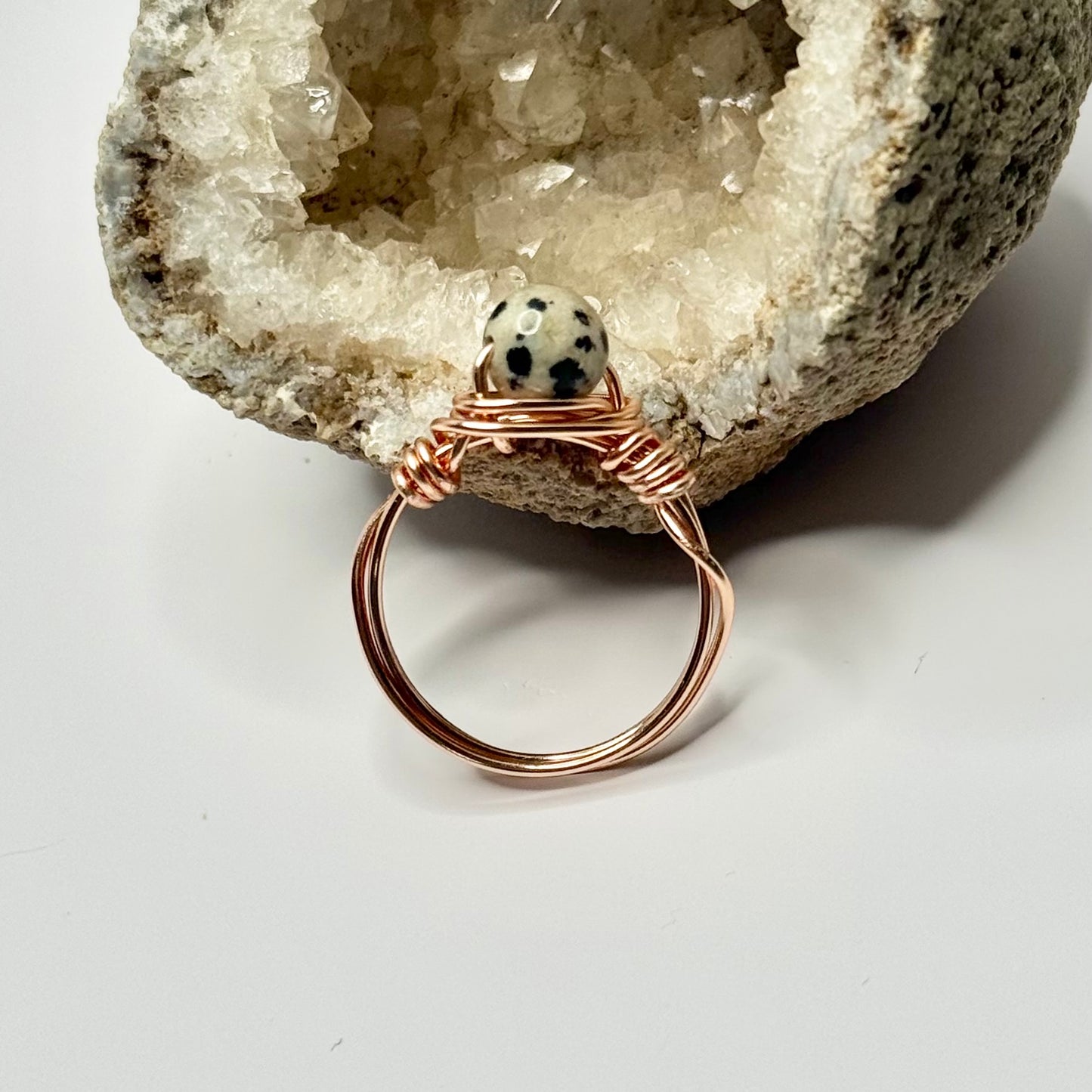 Rose Gold Dalmatian Jasper Ring