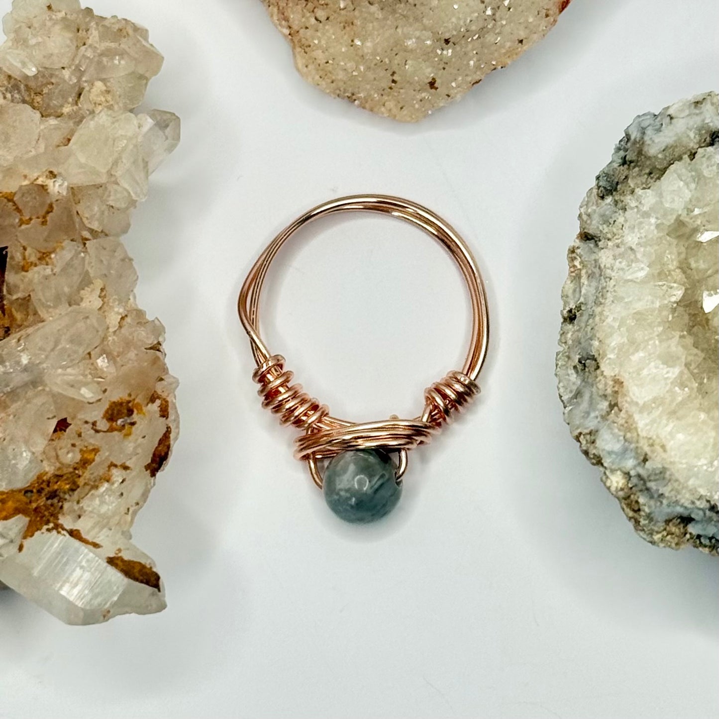 Rose Gold Gray Agate Ring