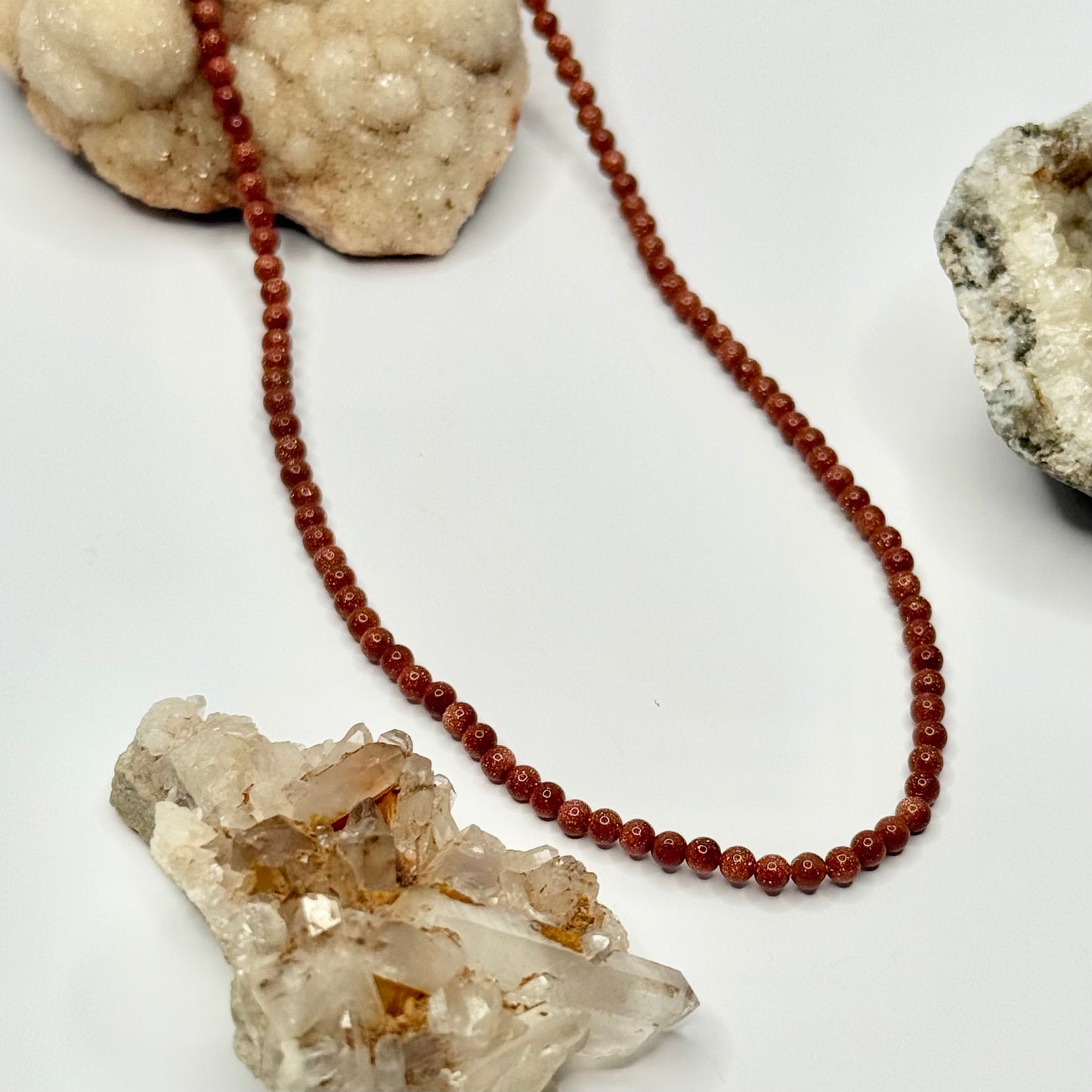 Gold Sunstone Beaded Necklace