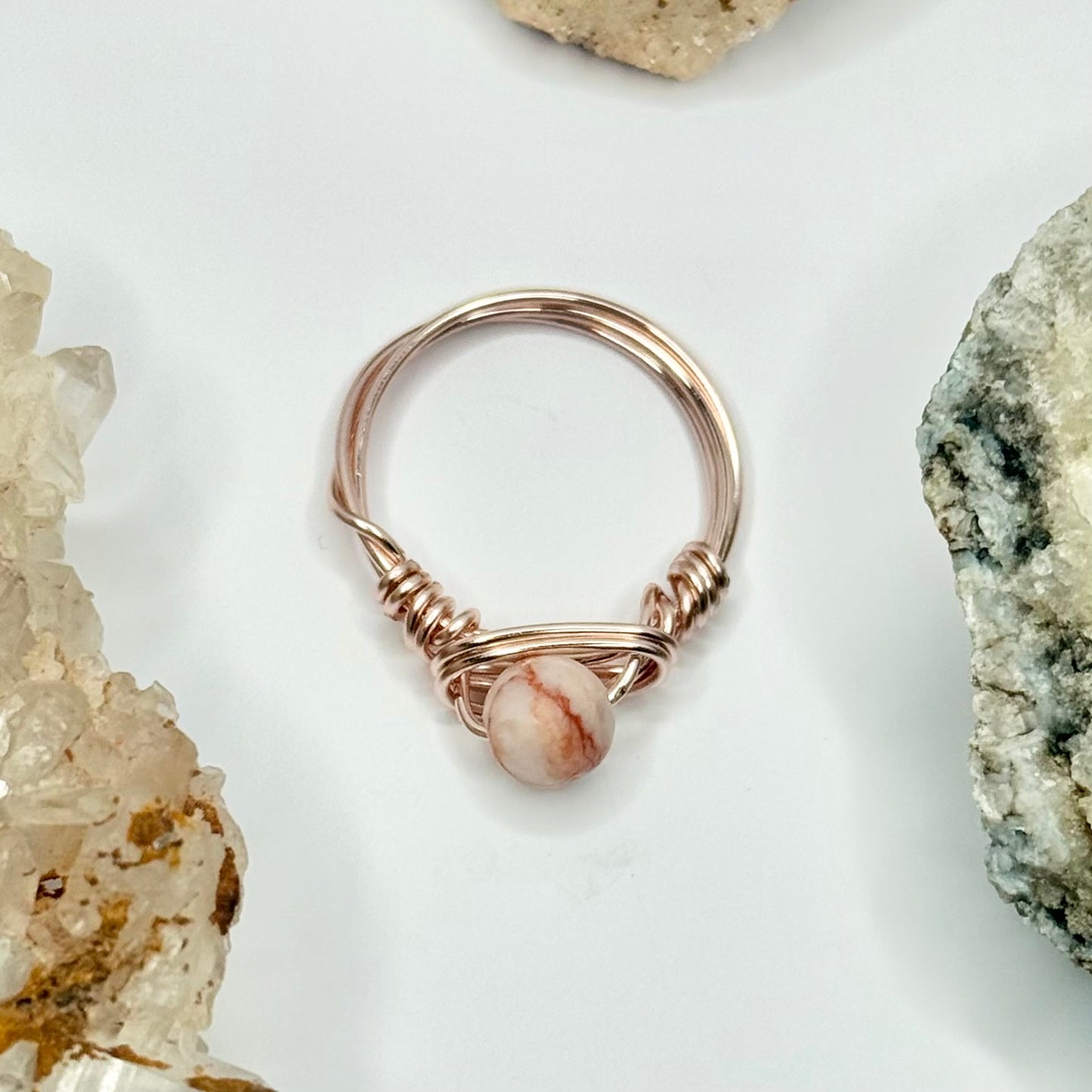 Rose Gold Red Vein Jasper Ring