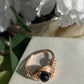 Blue Goldstone ring with rose gold wire wrapping